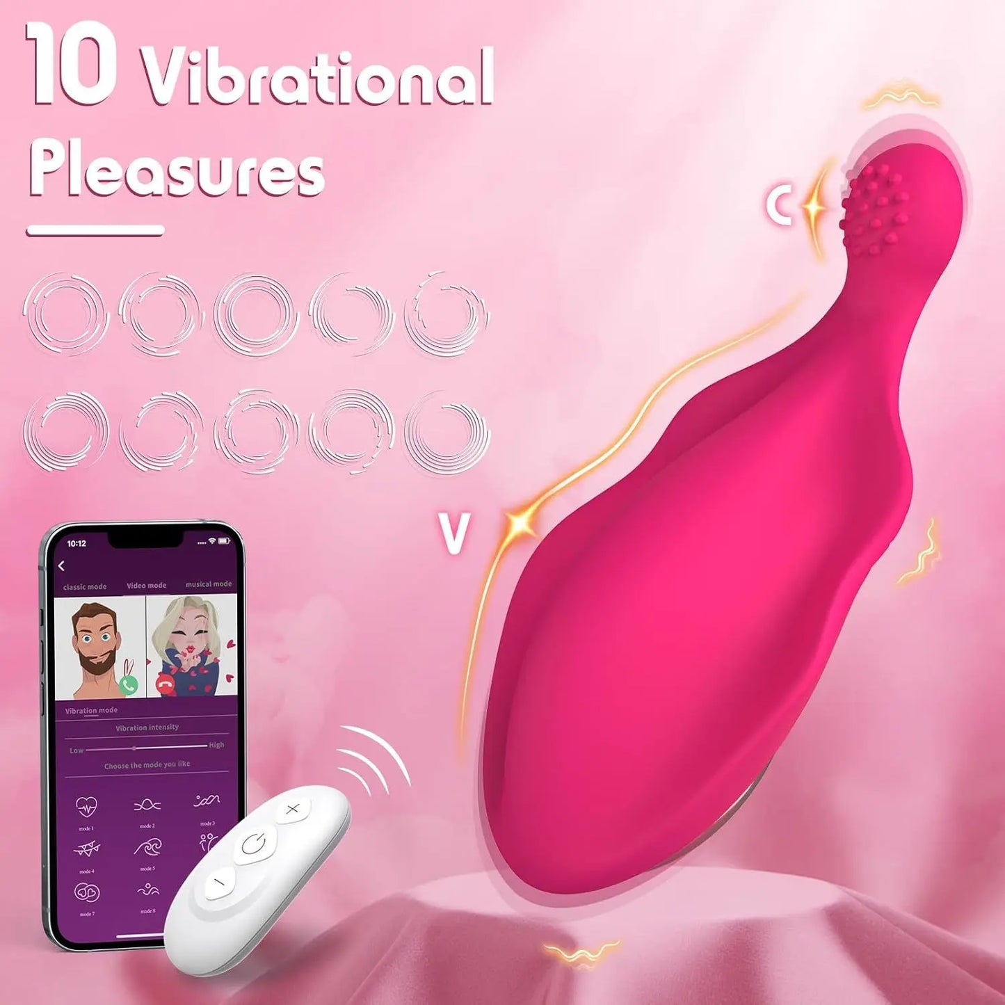 App-Controlled Wearable Panty Vibrator — Textured Clitoral Stimulator (Adult Toy for Women)