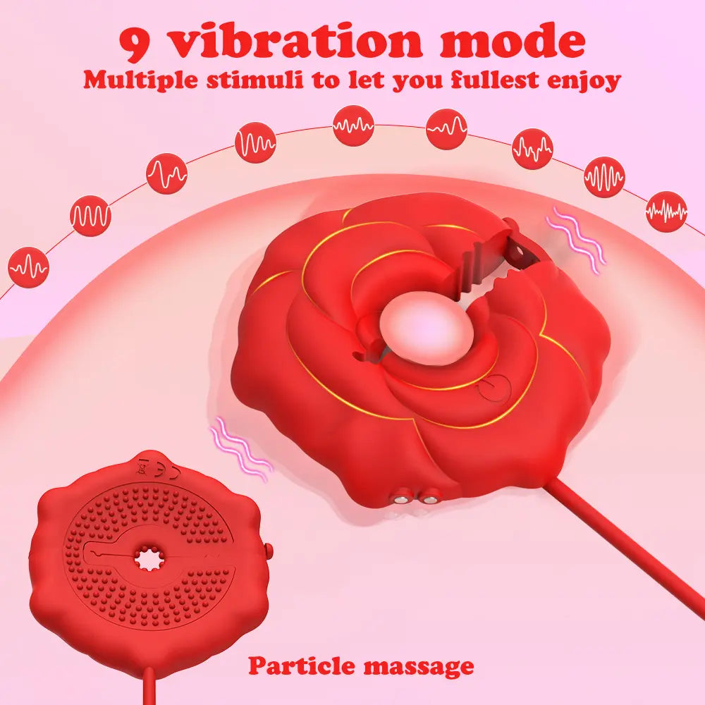 9 Mode Rose Nipple Clamps Vibrator - Adjustable BDSM Toys for Couples