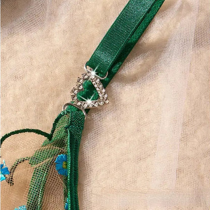 Sexy Embroidered Mesh Lingerie Set - Sheer Underwire Bra & Panty