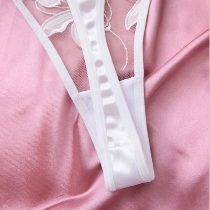 Sexy 2-Piece Floral Lace Lingerie Set - Underwire Bra & Garter Belt