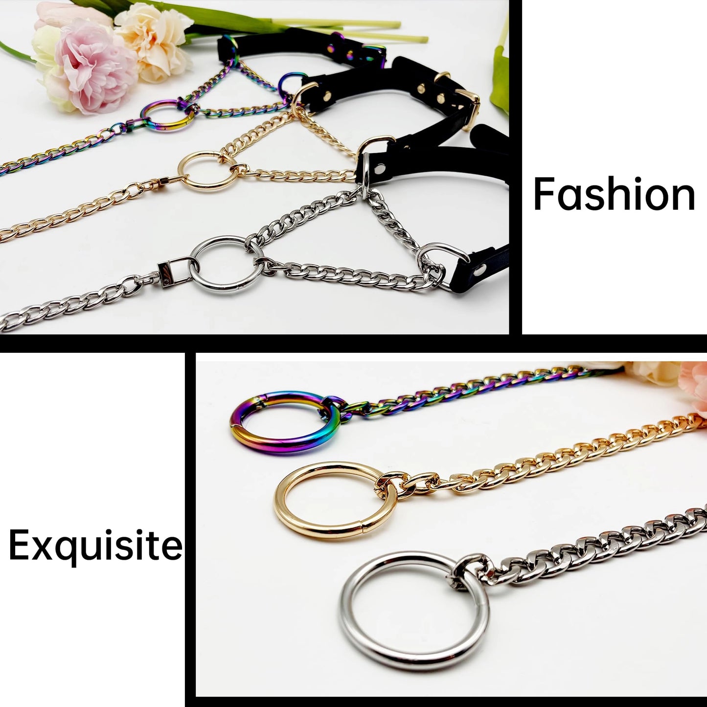 Women's heart-shaped O-ring chain choker necklace