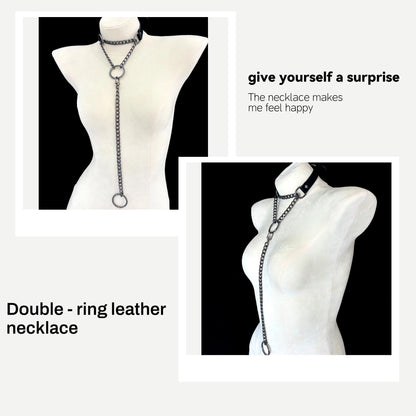 Women's heart-shaped O-ring chain choker necklace