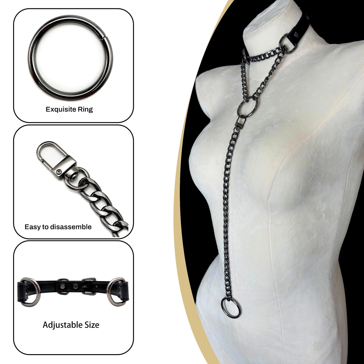 Women's heart-shaped O-ring chain choker necklace