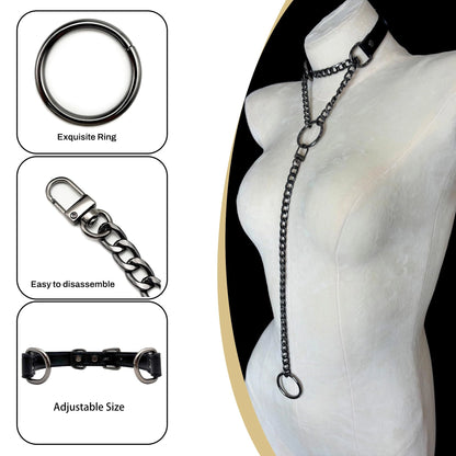 Women's heart-shaped O-ring chain choker necklace