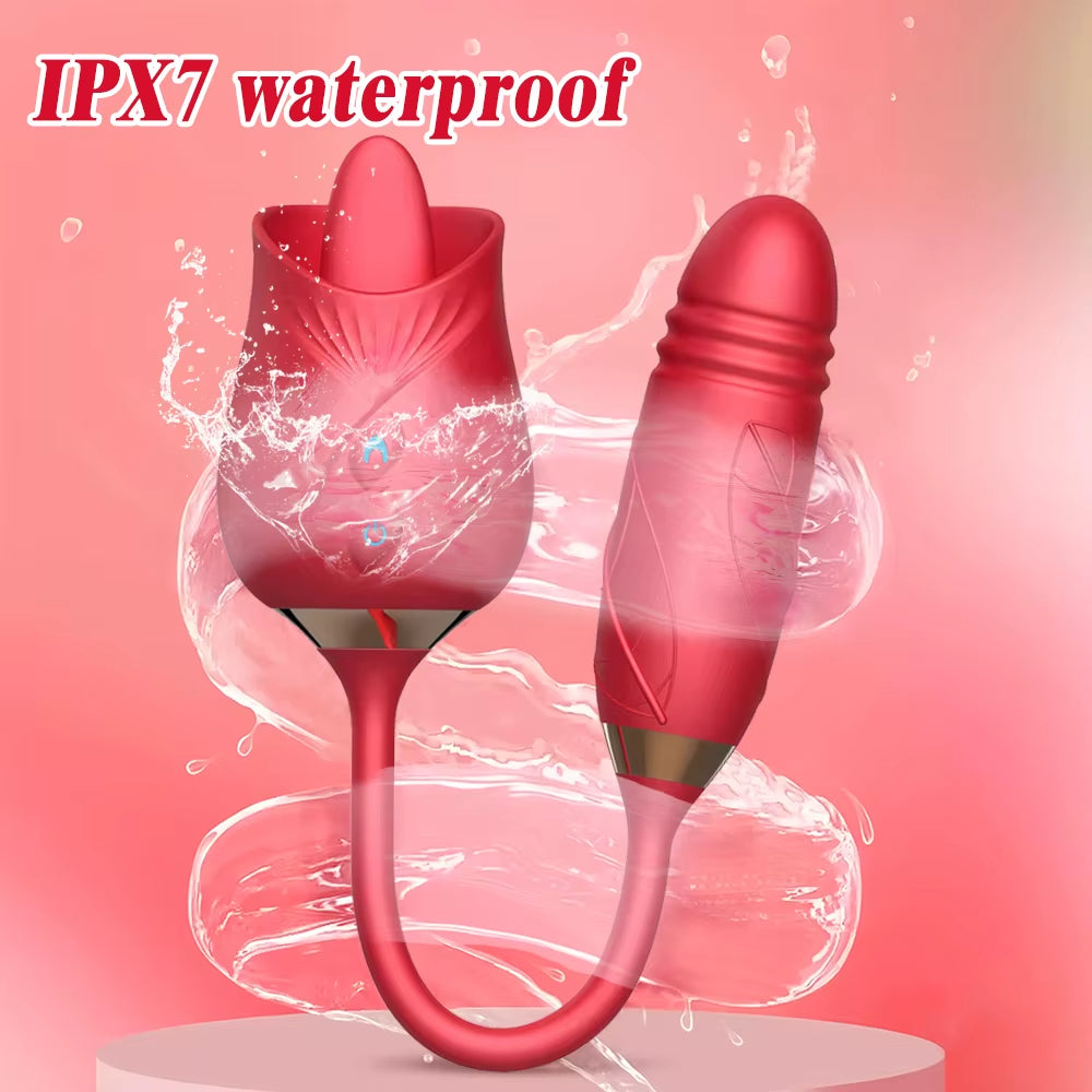 Zenzoone red thrusting rose vibrator with IPX7 waterproof design