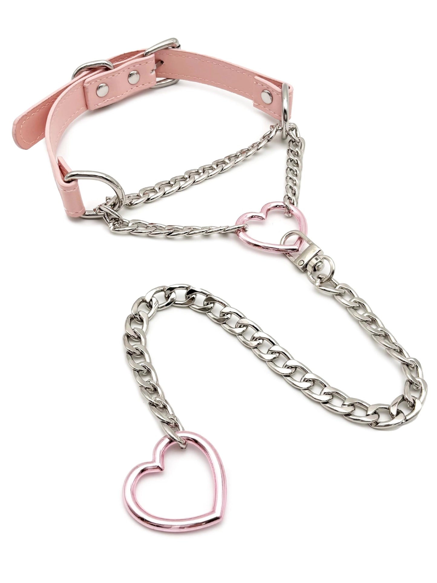 Women's heart-shaped O-ring chain choker necklace