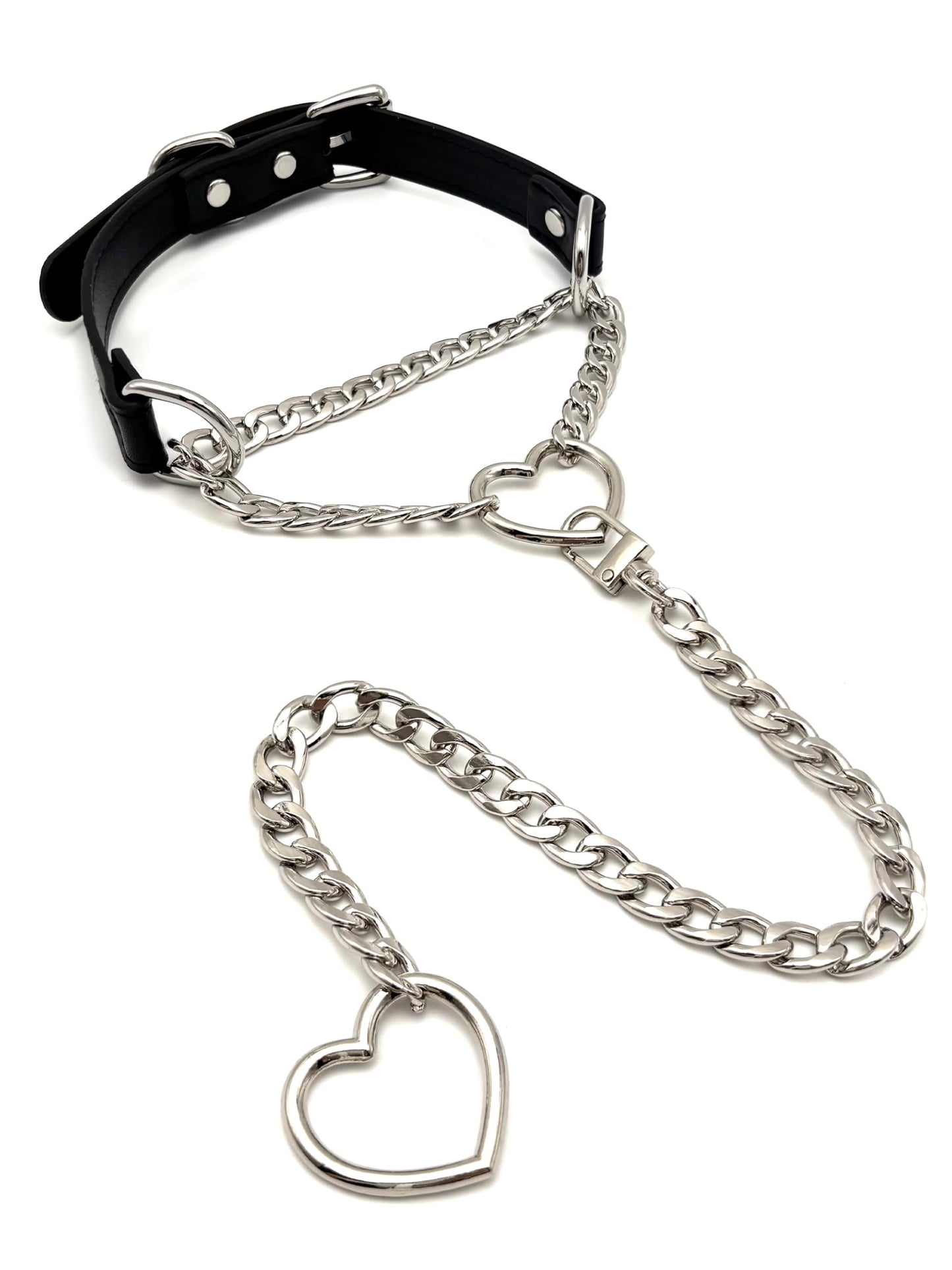 Women's heart-shaped O-ring chain choker necklace
