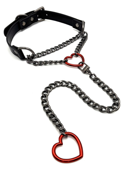Women's heart-shaped O-ring chain choker necklace