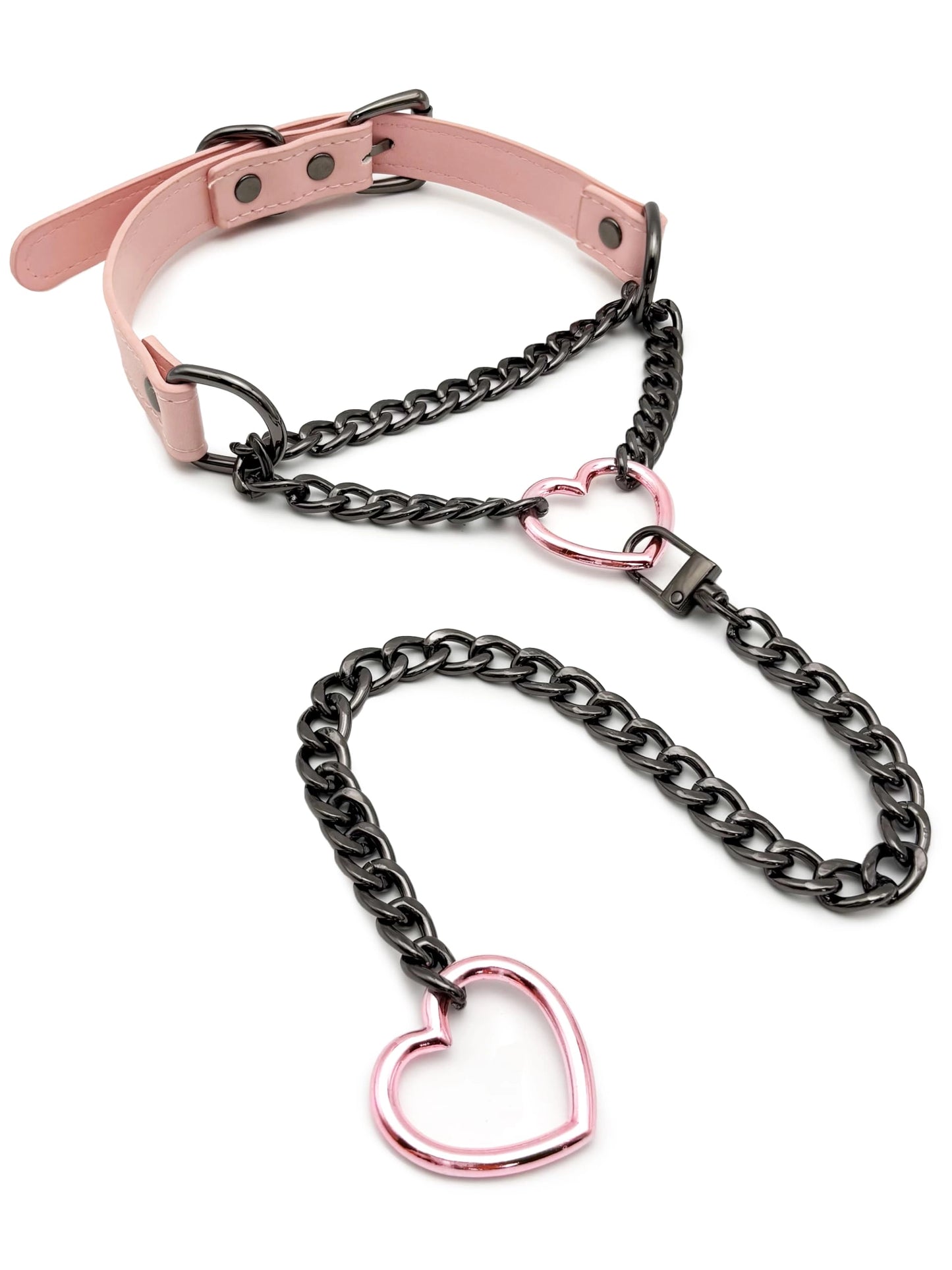 Women's heart-shaped O-ring chain choker necklace