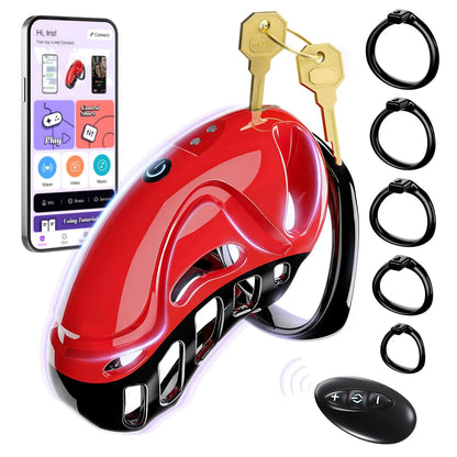 Vibrating Male Chastity Cage with Remote | 10 Modes & 5 Ring Sizes