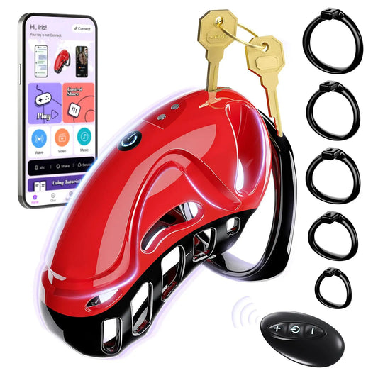 Vibrating Male Chastity Cage with Remote | 10 Modes & 5 Ring Sizes