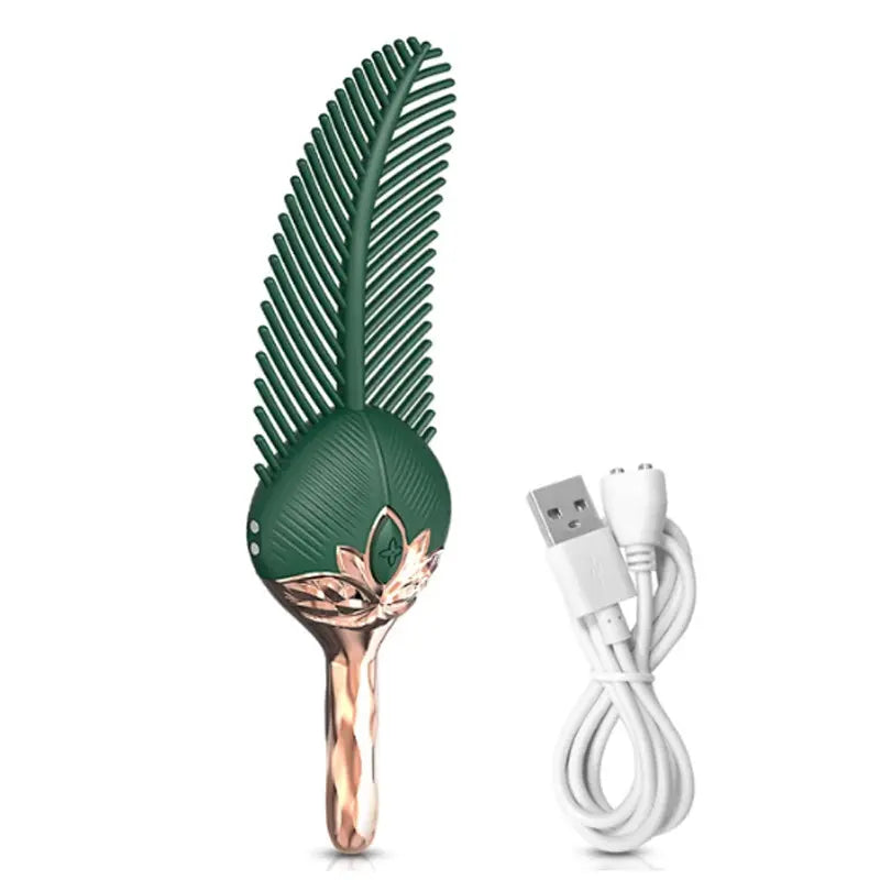 Vibrating Peacock Feather Tickler - 10 Modes Silicone Sex Teaser for Foreplay