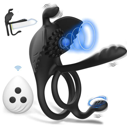 4-in-1 Vibrating Cock Ring & Penis Sleeve for Couples | Sex Toy