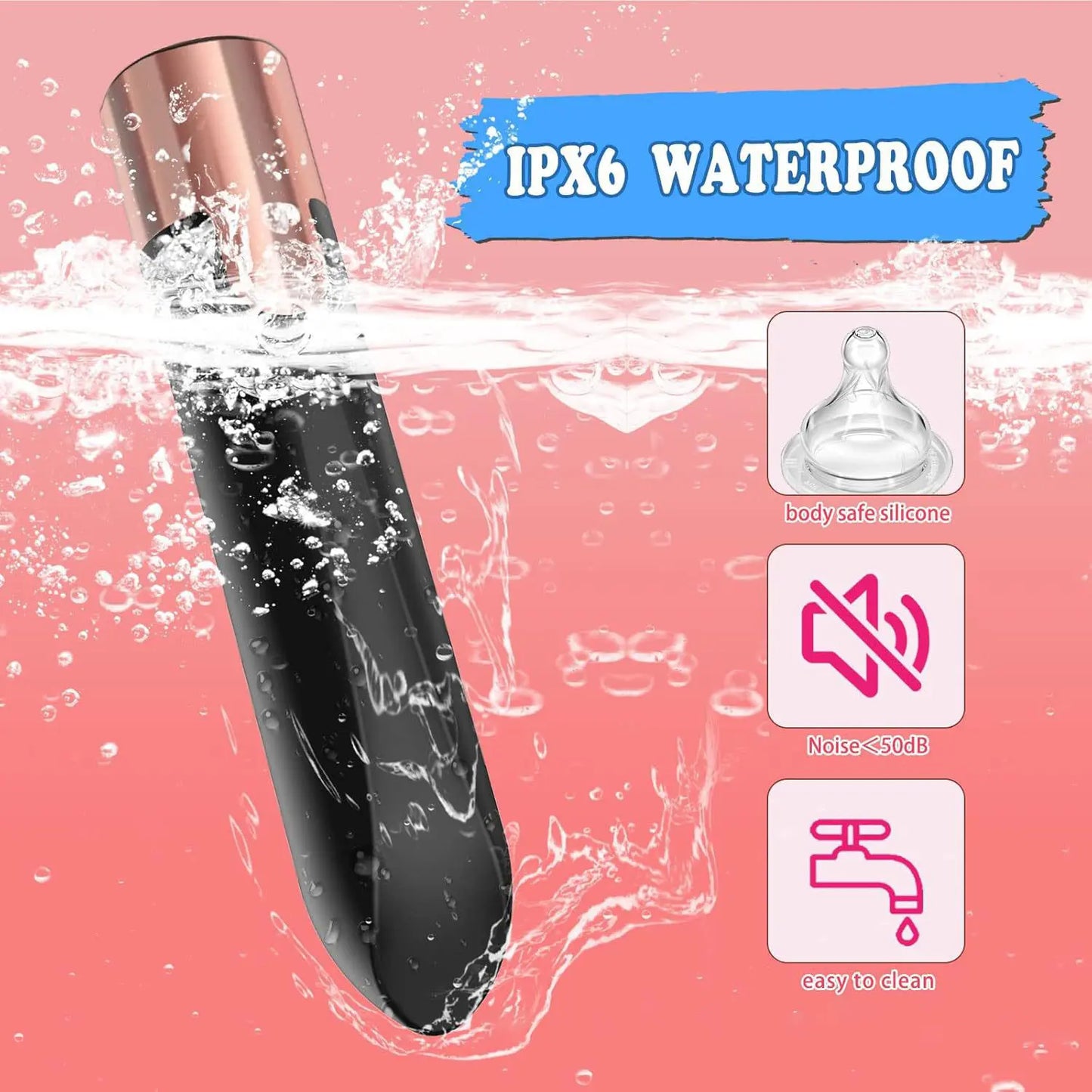 Zenzoone Noir IPX6waterproof lipstick vibrator for shower-safe use