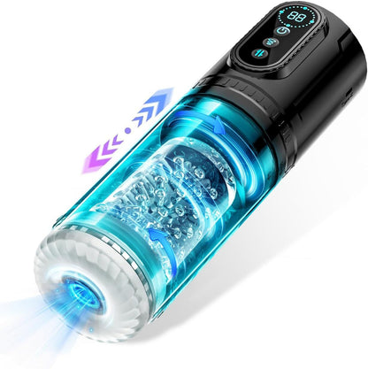 Automatic male masturbator cup, telescopic thrusting rotating sucking vibrator pocket pussy