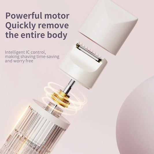 Powerful motor design of bikini trimmer showing internal structure for efficient body hair removal