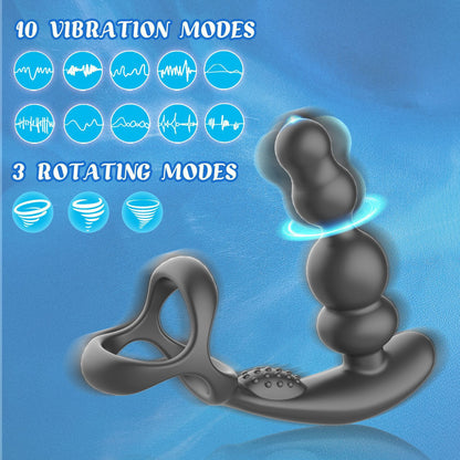 Zenzoone male prostate massager: 10 vibration modes, 3 rotating modes, multi-stimulation pleasure