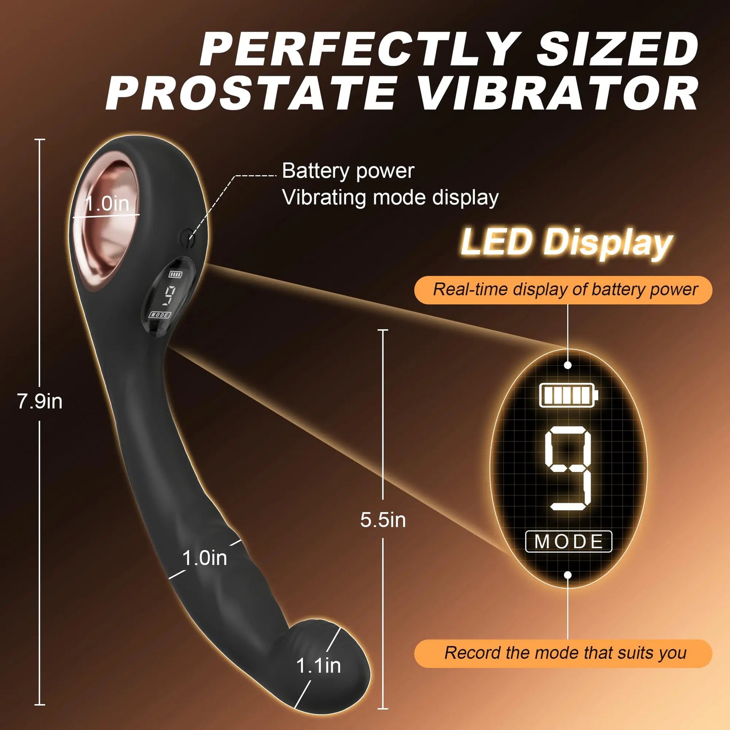 Vibrating Prostate Massager & G-Spot Wand - 9 Modes Anal Vibrator with Ring Handle - image 4