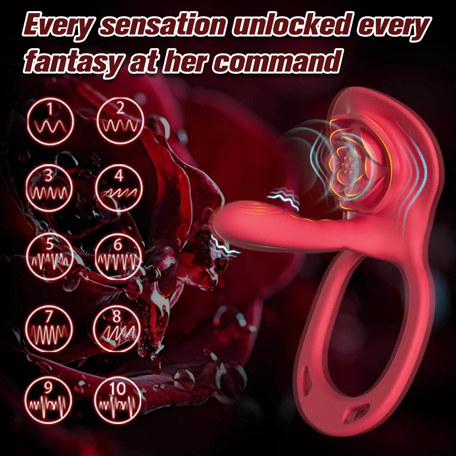 App Remote Control Wearable Rose Vibrator - Couples Panty Toy & Cock Ring - image 4