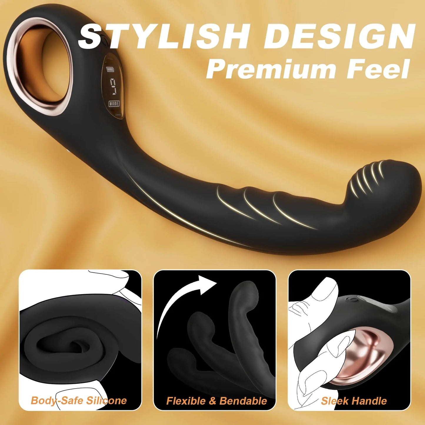 Vibrating Prostate Massager & G-Spot Wand - 9 Modes Anal Vibrator with Ring Handle - image 5
