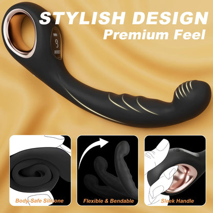 Vibrating Prostate Massager & G-Spot Wand - 9 Modes Anal Vibrator with Ring Handle - image 5