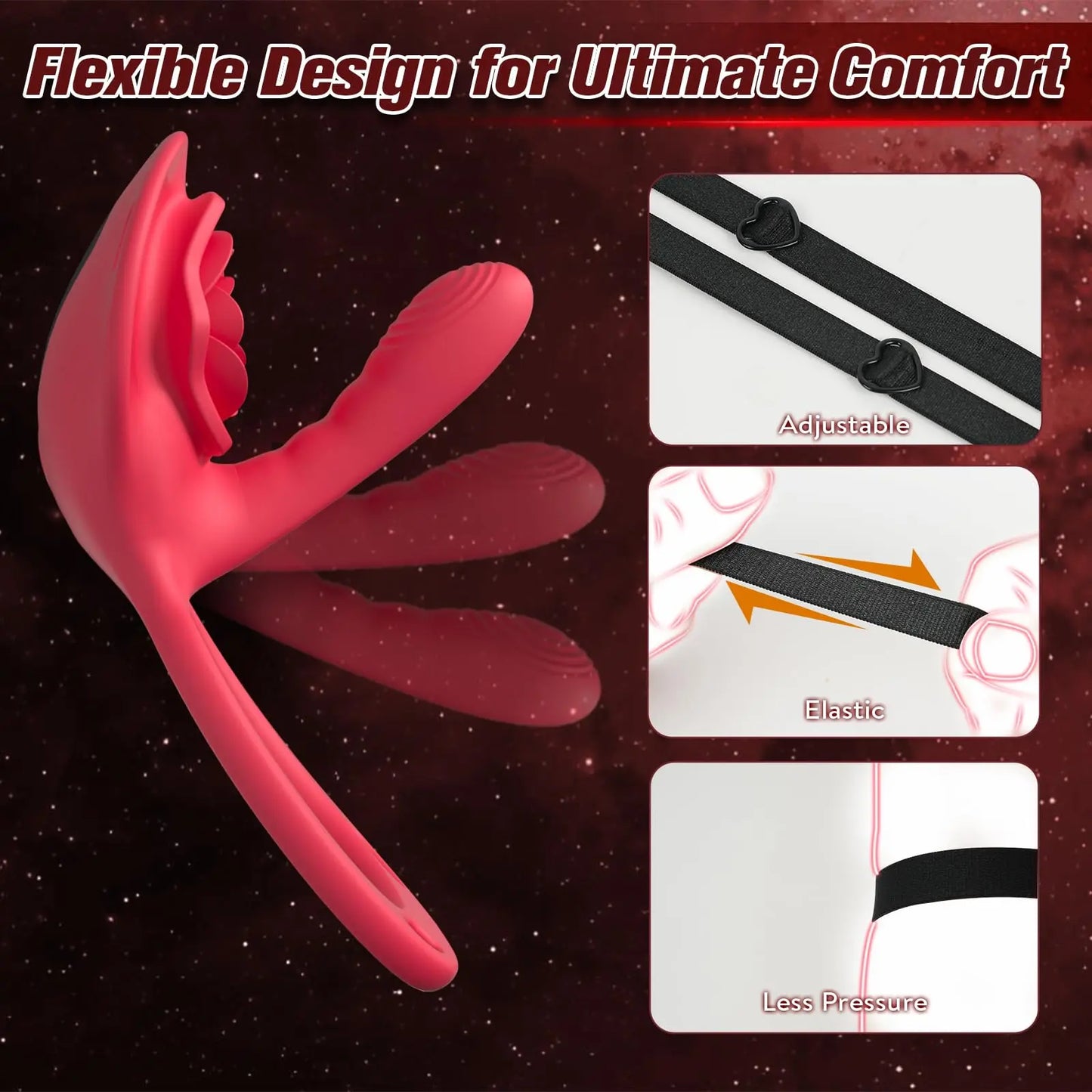 App Remote Control Wearable Rose Vibrator - Couples Panty Toy & Cock Ring - image 7
