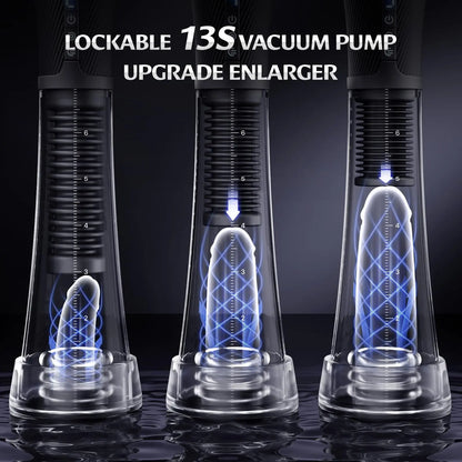 Male Masturbator Penis Pump - Transparent Visual Male Sex Toys , APP Control Vibrating Spring & Power Suction Masturbation G...