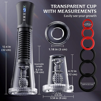 Male Masturbator Penis Pump - Transparent Visual Male Sex Toys , APP Control Vibrating Spring & Power Suction Masturbation G...