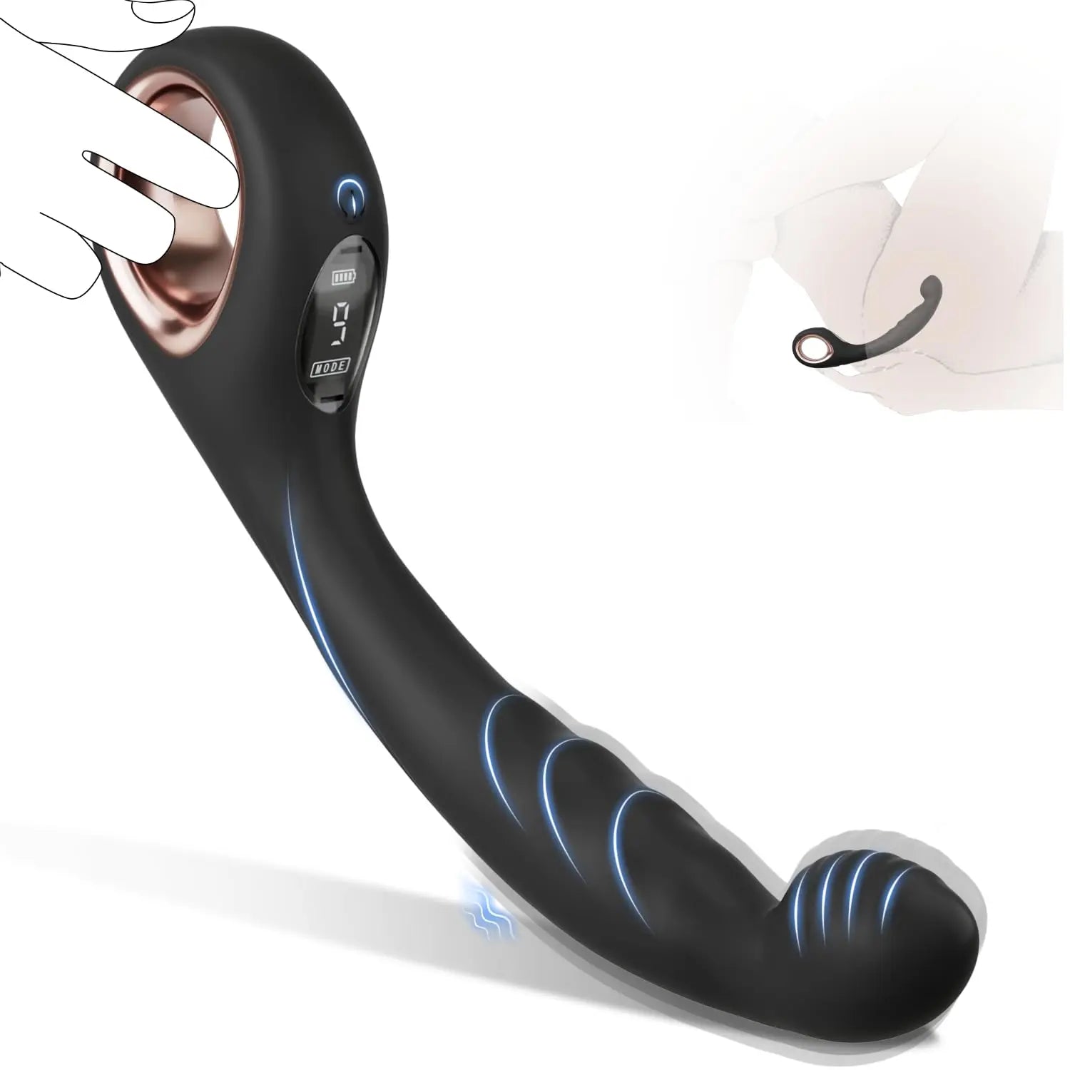 Vibrating Prostate Massager & G-Spot Wand - 9 Modes Anal Vibrator with Ring Handle