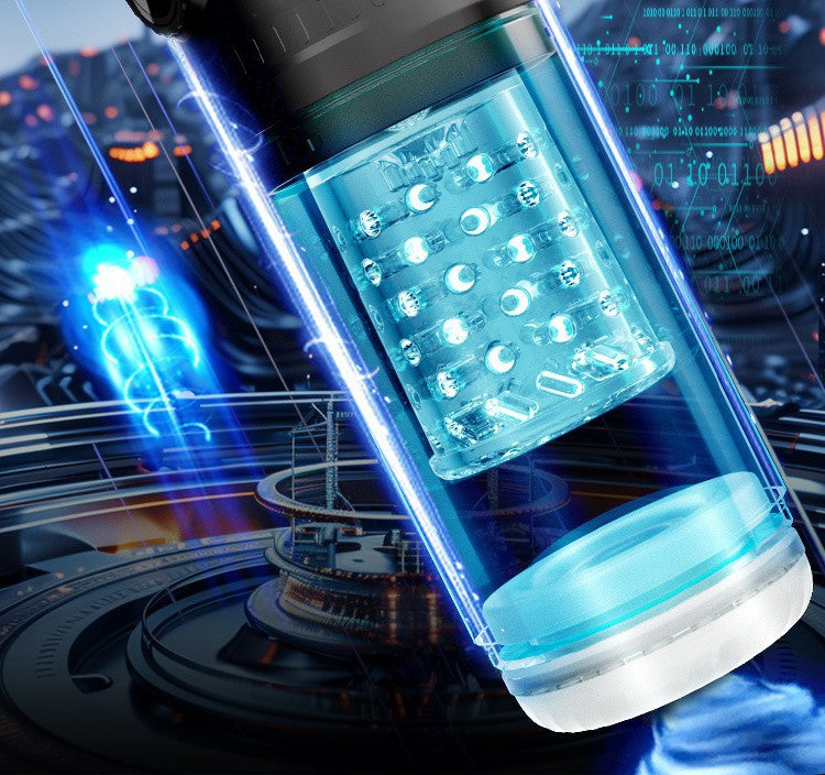 Male masturbator cup with transparent visible window, LCD mode display & anti-slip grip