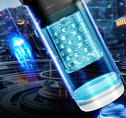 Male masturbator cup with transparent visible window, LCD mode display & anti-slip grip