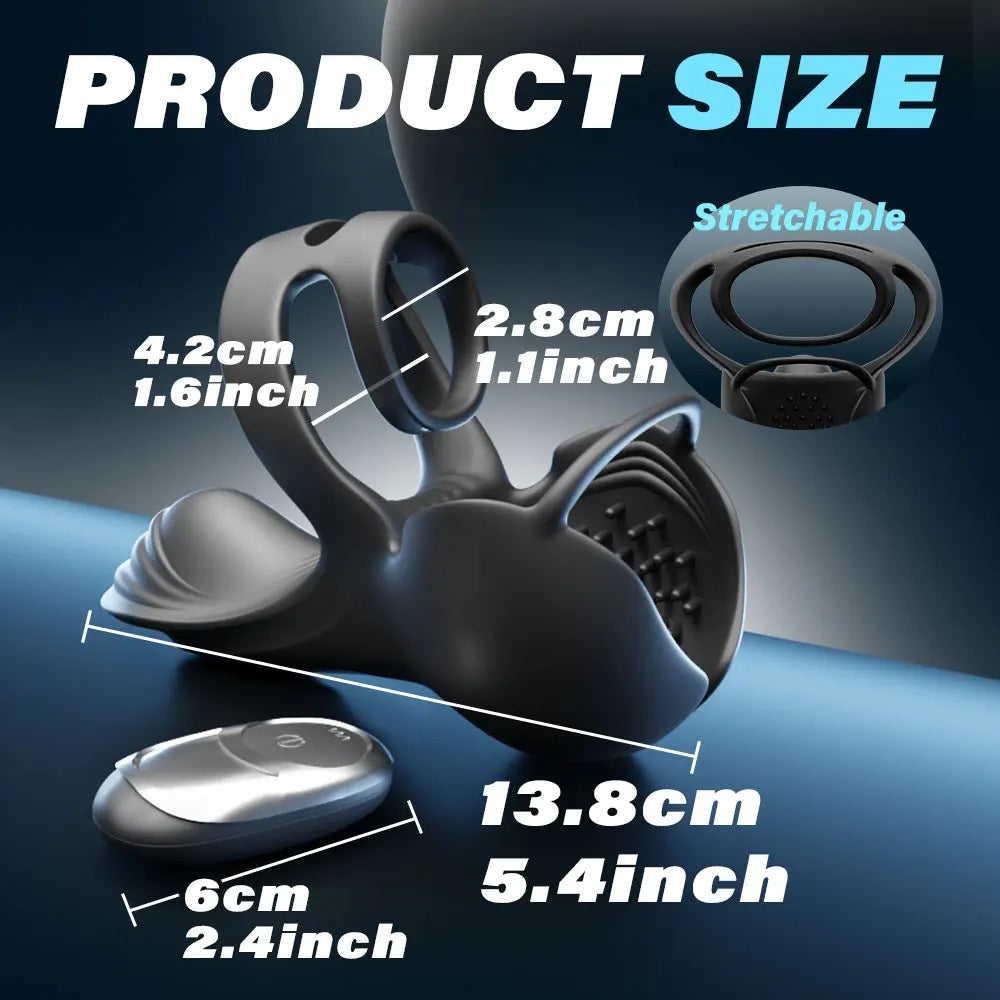 Zenzoone 3-in-1 cock ring, stretchable with size 2.8cm/4.2cm (1.1inch/1.6inch), 6cm(2.4inch), 13.8cm(5.4inch)