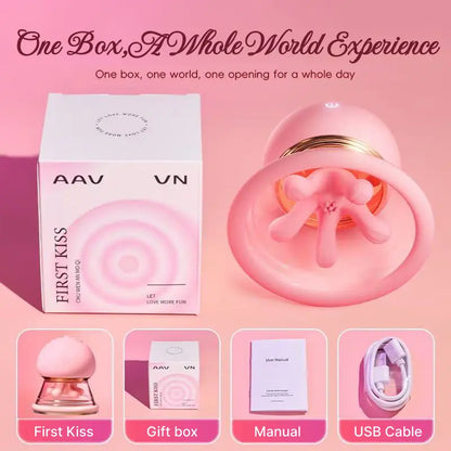 Zenzoone First Kiss breast massager gift box packaging with USB cable and manual