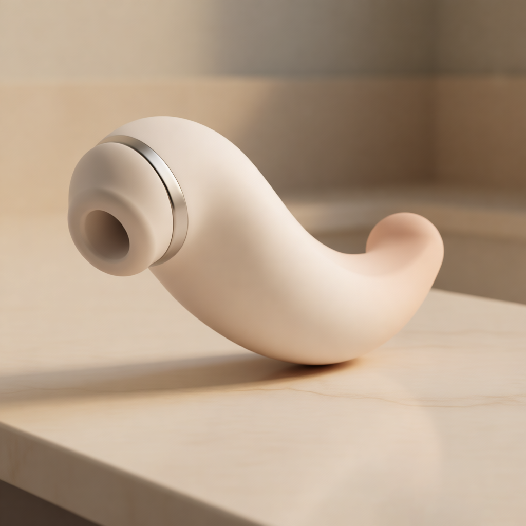 Zenzooone Luna ergonomic suction vibrator resting on neutral background