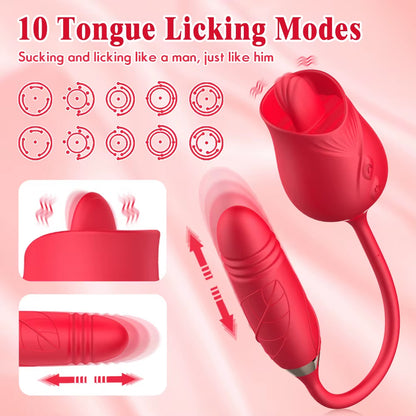 Zenzoone red rose toy with 10 gentle tongue licking modes