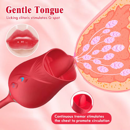 Zenzoone red rose vibrator: gentle tongue licking, clitoral & G-spot stimulation