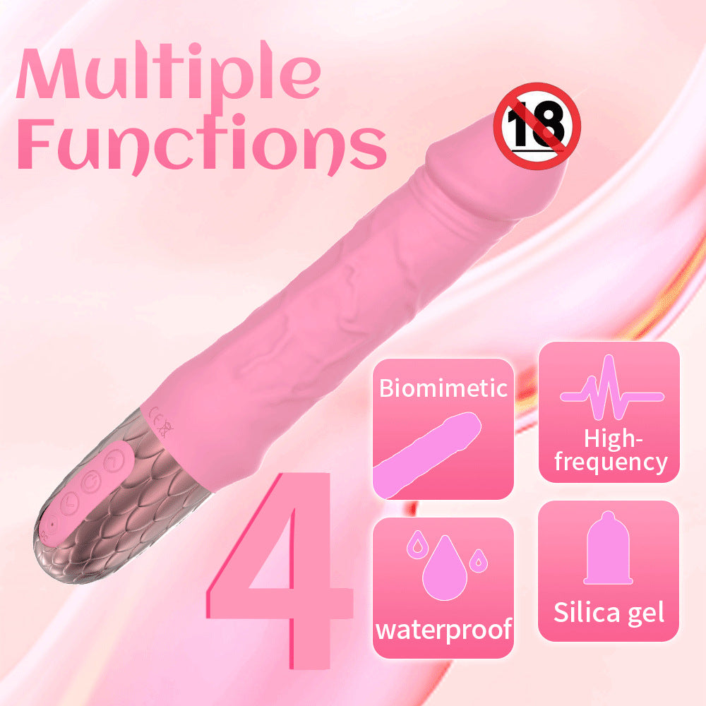Zenzoone Velora G-spot vibrator made of body-safe silicone with high-frequency vibration and waterproof designPink electronic device with text 'Multiple Functions' and icons on a pink background