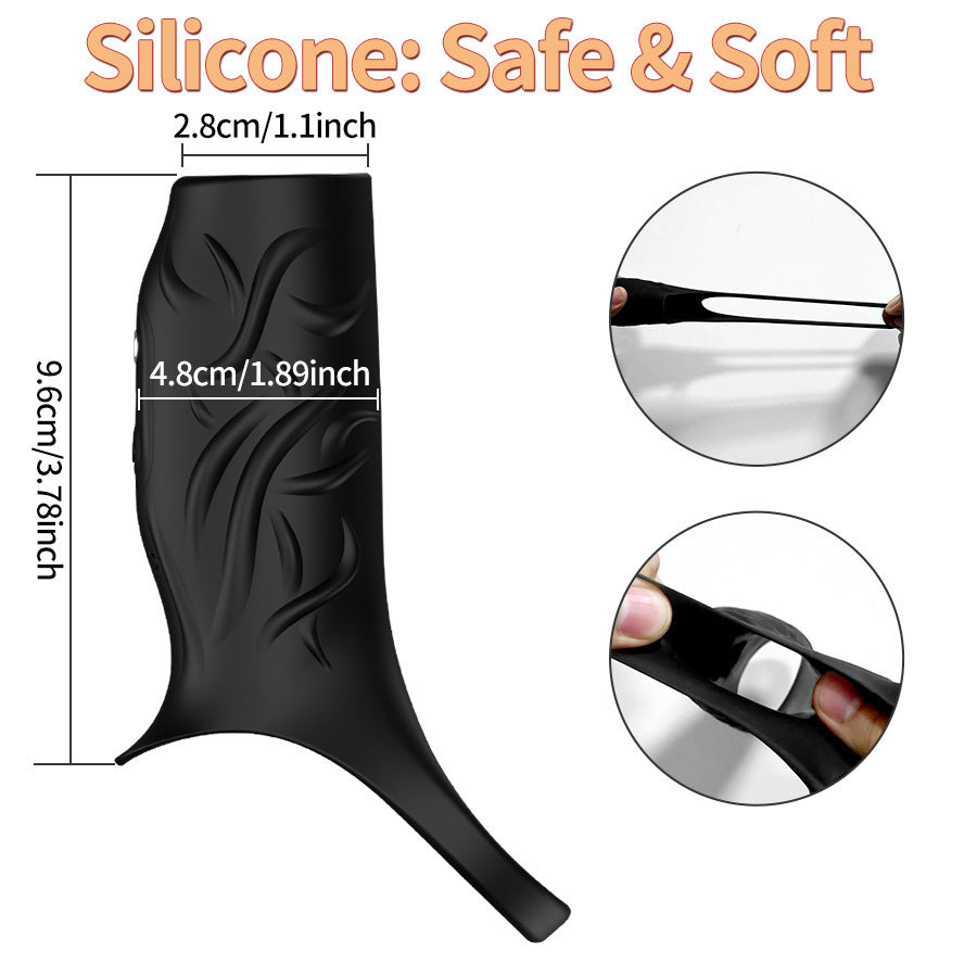 Zenzoone vibrating delay cock ring with safe & soft silicone, can stretch and shrink, specific dimensions: top width 2.8cm/1.1inch, length 9.6cm/3.78inch, maximum width 4.8cm/1.89inch for comfortable fit