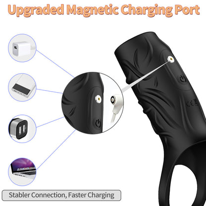 Zenzoone vibrating delay cock ring with upgraded magnetic charging port, stable connection, faster charging, convenient and hassle-free use for longer playtime